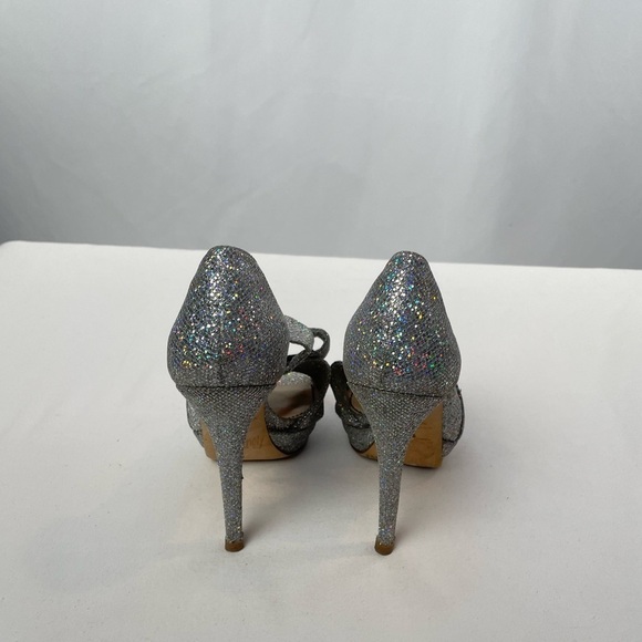 Jerome C. Rousseau Kier Iridescent Glitter Platform Sandals in Silver Size 6 - Picture 5 of 8